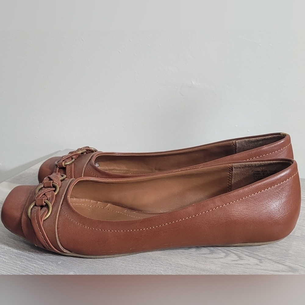 Kenneth Cole Reaction Brown Leather Slip On Ballet Flats. Size 8.5 - Picture 3 of 8